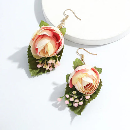 1 Pair Sweet Pastoral Flower Drop Earrings