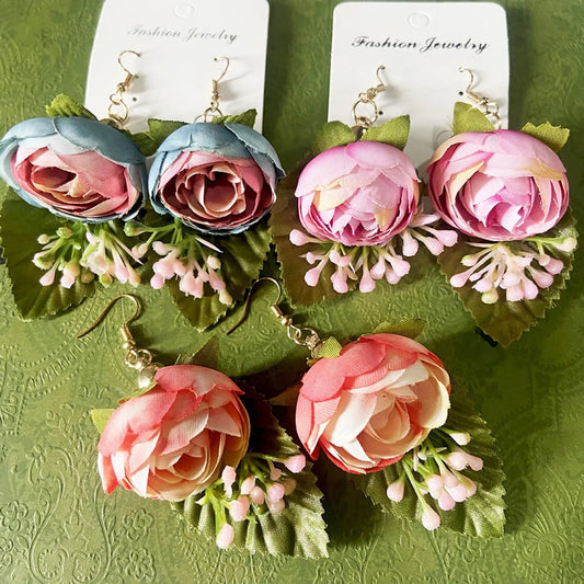 1 Pair Sweet Pastoral Flower Drop Earrings