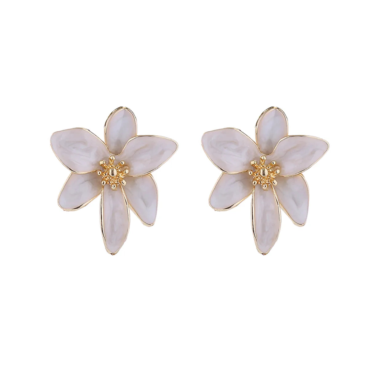 1 Pair Sweet Pastoral Flower Petal Enamel Flowers Alloy Gold Plated Ear Studs