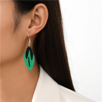 1 Pair Sweet Pastoral Leaves Arylic Drop Earrings