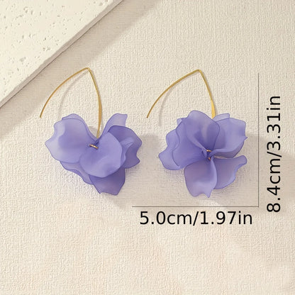 1 Pair Sweet Pastoral Petal Arylic Drop Earrings