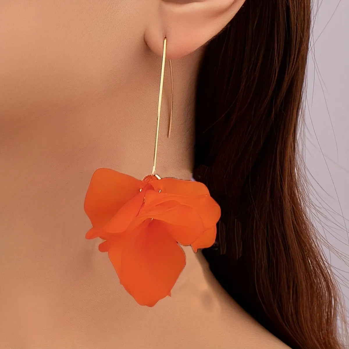 1 Pair Sweet Pastoral Petal Arylic Drop Earrings