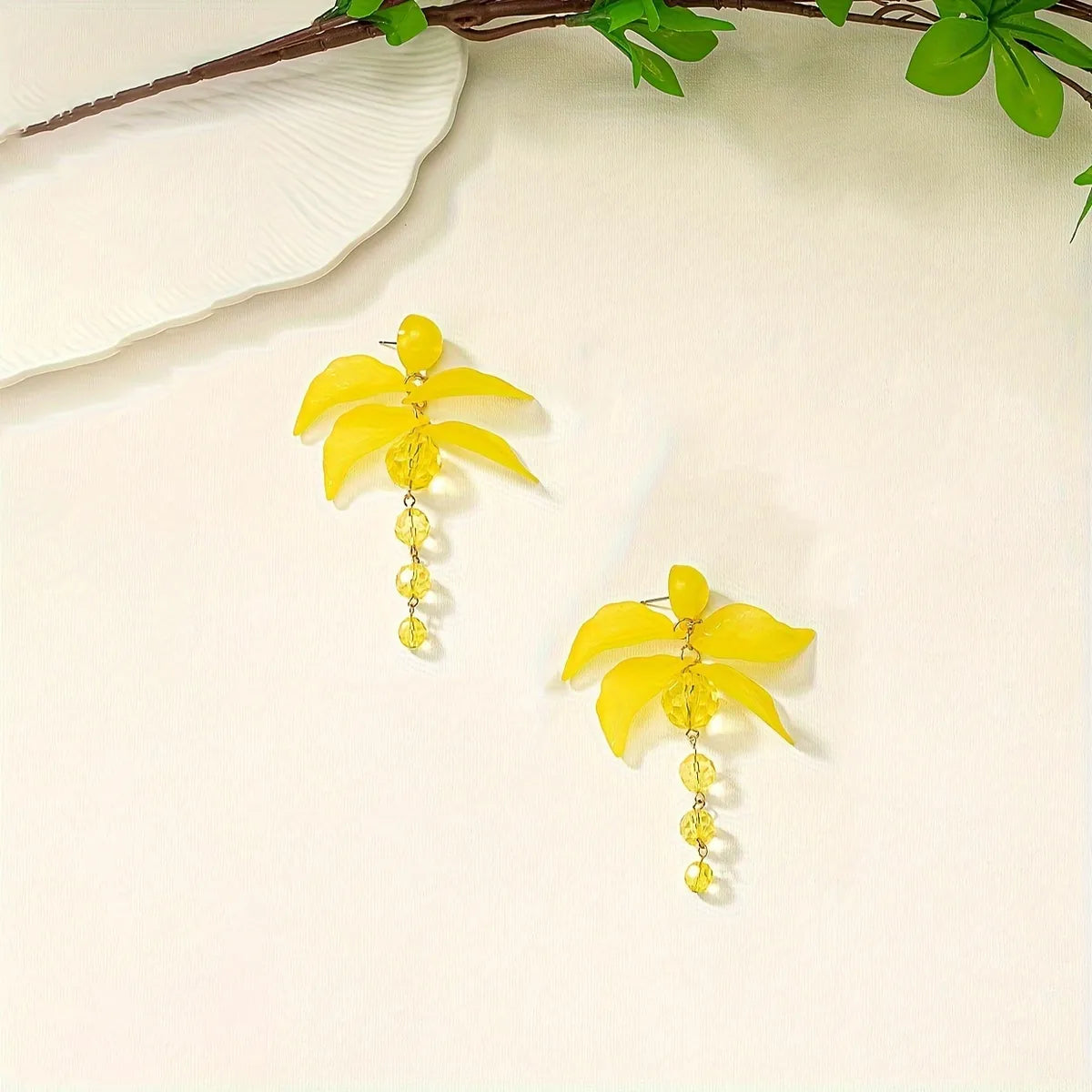 1 Pair Sweet Pastoral Petal Arylic Drop Earrings