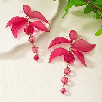 1 Pair Sweet Pastoral Petal Arylic Drop Earrings