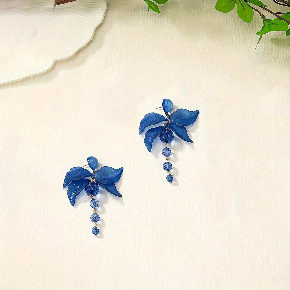 1 Pair Sweet Pastoral Petal Arylic Drop Earrings