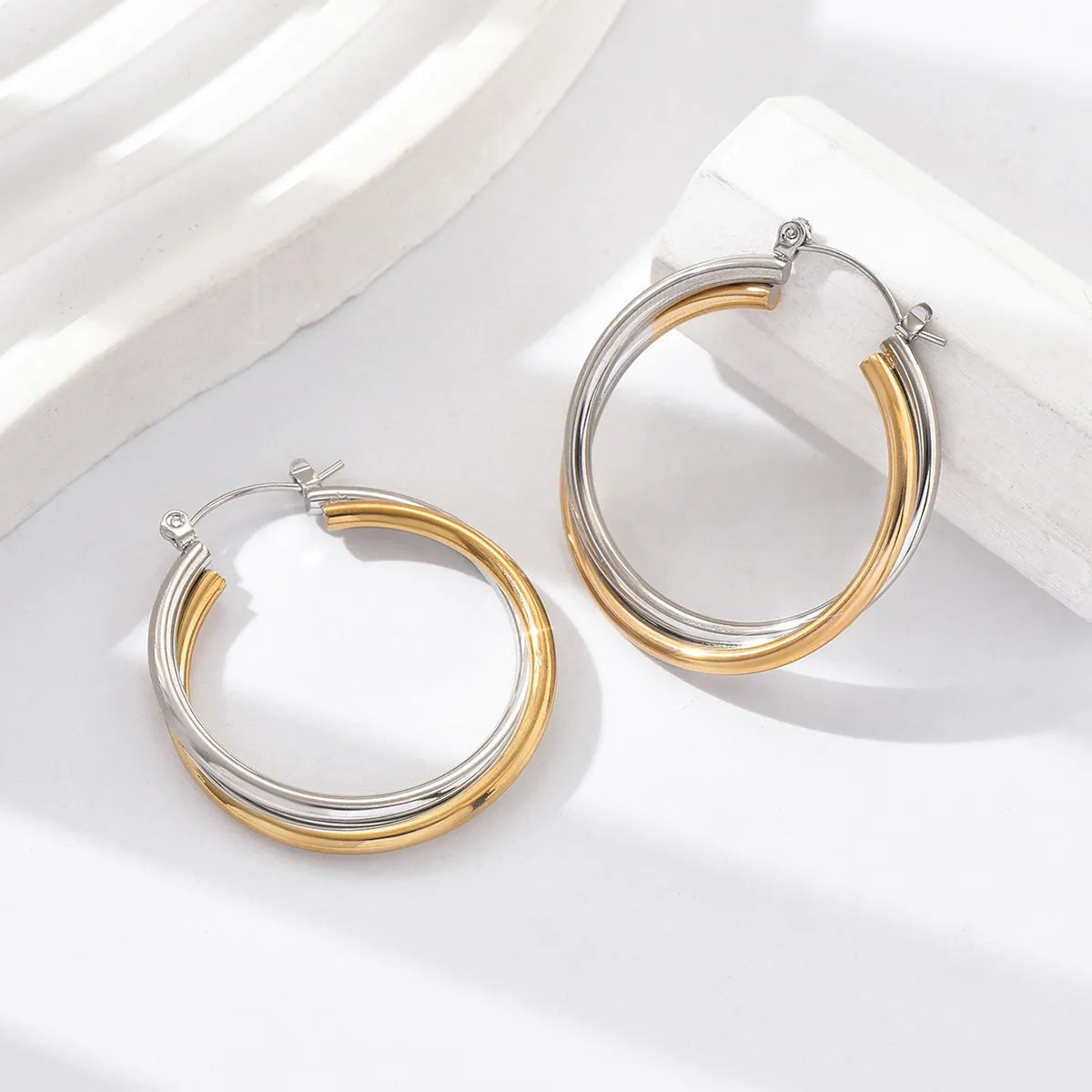 1 Pair Sweet Pastoral Simple Style Twist Stainless Steel Earrings