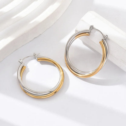 1 Pair Sweet Pastoral Simple Style Twist Stainless Steel Earrings