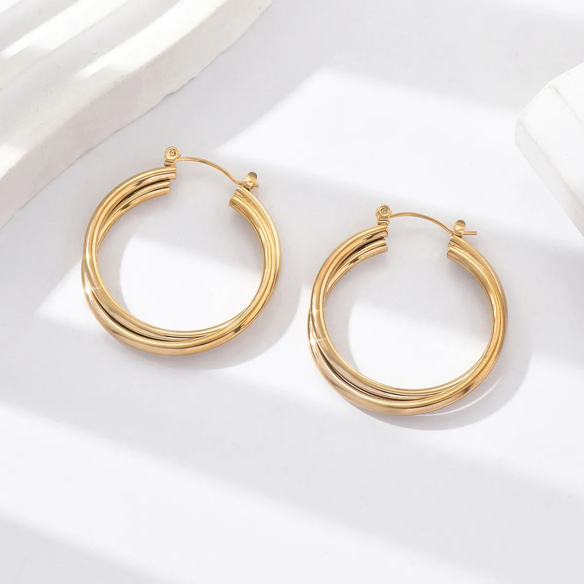 1 Pair Sweet Pastoral Simple Style Twist Stainless Steel Earrings