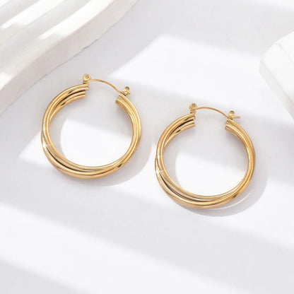 1 Pair Sweet Pastoral Simple Style Twist Stainless Steel Earrings