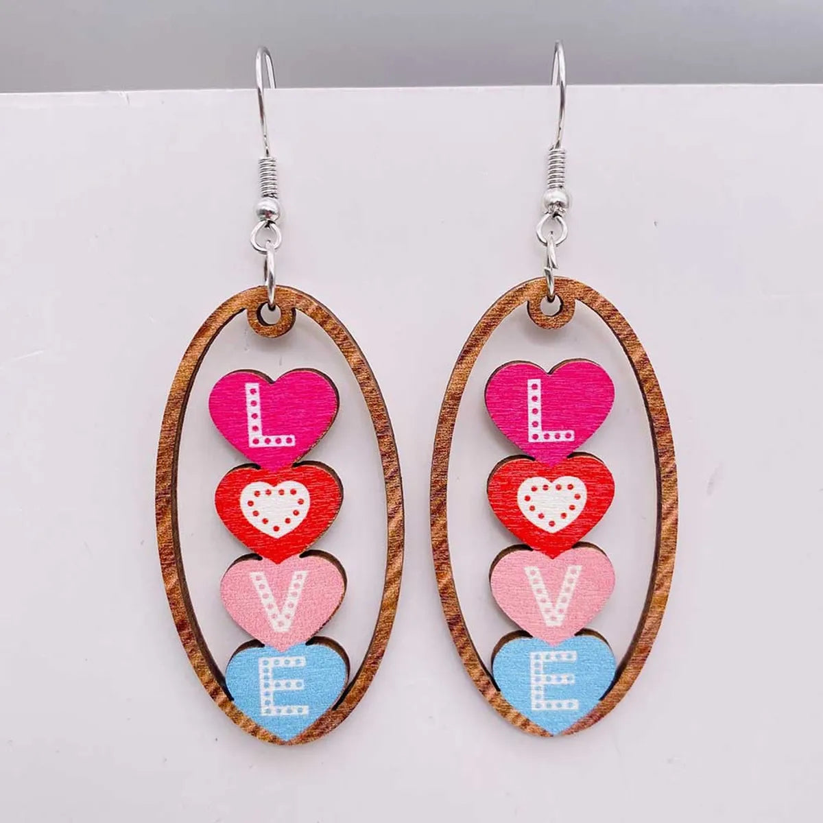 1 Pair Sweet Paw Print Heart Shape Wood Ear Hook