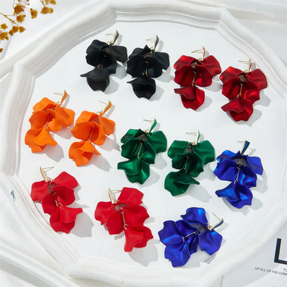 1 Pair Sweet Petal Arylic Stoving Varnish Women'S Drop Earrings