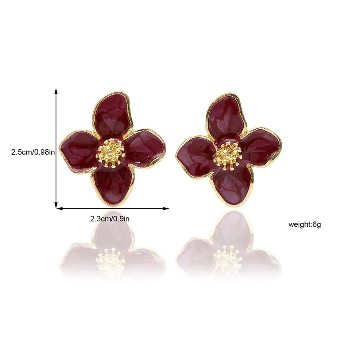 1 Pair Sweet Petal Enamel Three-dimensional Alloy Ear Studs