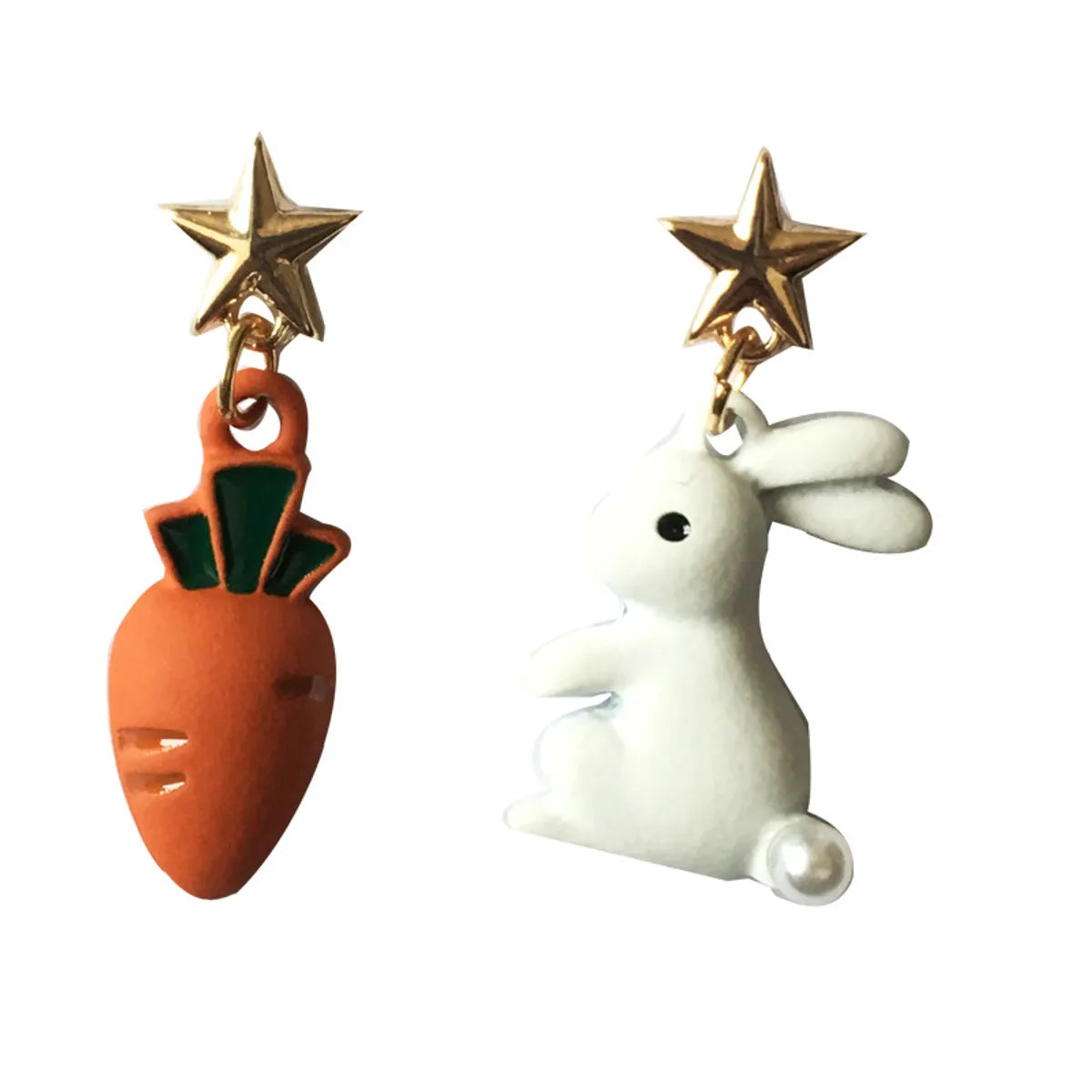 1 Pair Sweet Rabbit Carrot Stoving Varnish Alloy Drop Earrings