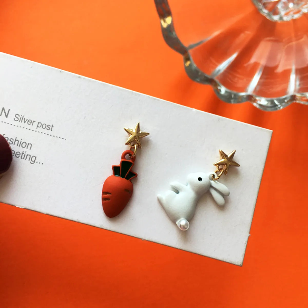 1 Pair Sweet Rabbit Carrot Stoving Varnish Alloy Drop Earrings