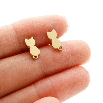 1 Pair Sweet Rabbit Cat Polishing 304 Stainless Steel 18K Gold Plated Ear Studs