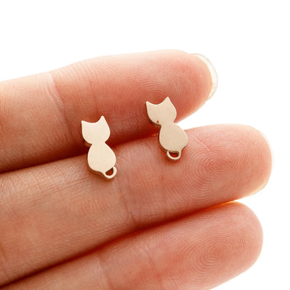 1 Pair Sweet Rabbit Cat Polishing 304 Stainless Steel 18K Gold Plated Ear Studs