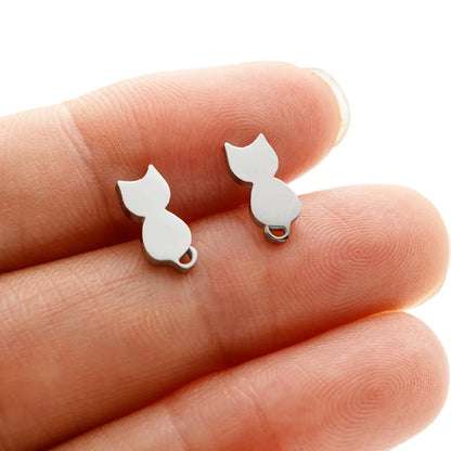 1 Pair Sweet Rabbit Cat Polishing 304 Stainless Steel 18K Gold Plated Ear Studs