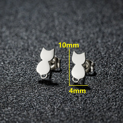 1 Pair Sweet Rabbit Cat Polishing 304 Stainless Steel 18K Gold Plated Ear Studs