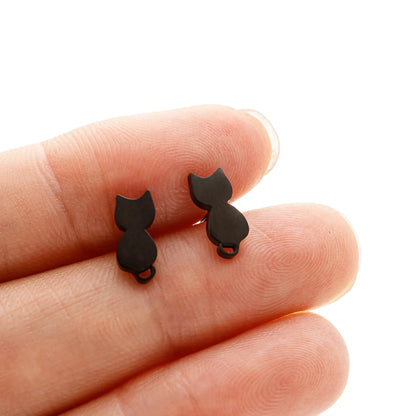 1 Pair Sweet Rabbit Cat Polishing 304 Stainless Steel 18K Gold Plated Ear Studs