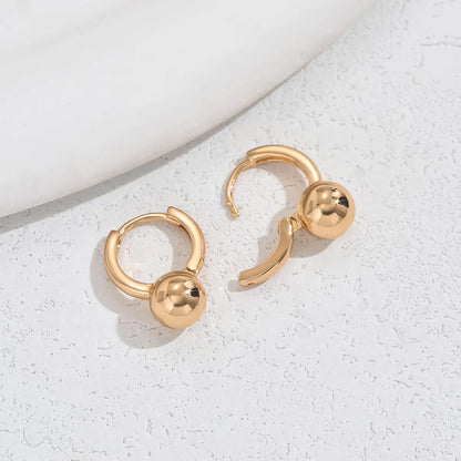 1 Pair Sweet Round Heart Shape Plating Copper 18K Gold Plated Huggie Earrings