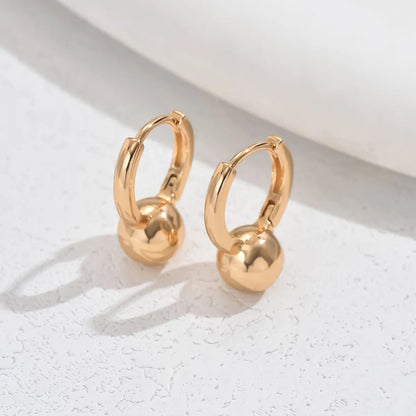 1 Pair Sweet Round Heart Shape Plating Copper 18K Gold Plated Huggie Earrings