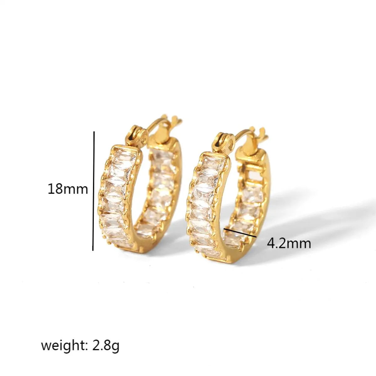 1 Pair Sweet Round Polishing Plating Inlay Stainless Steel Zircon 18k Gold Plated Earrings