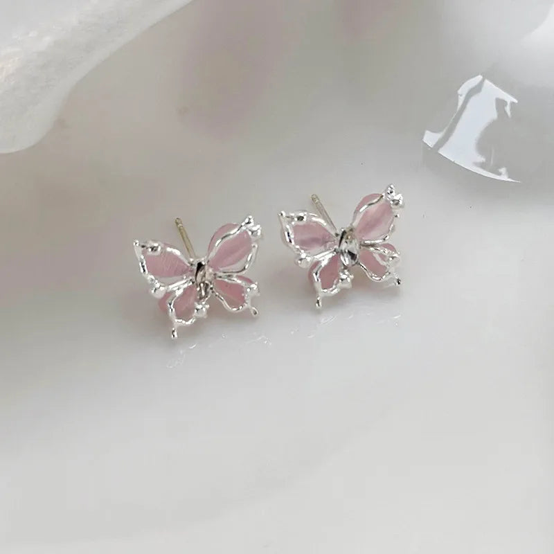 1 Pair Sweet Shiny Color Block Inlay Copper Zircon Ear Studs