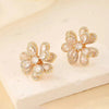 1 Pair Sweet Shiny Flower Layered Plating Inlay Copper Zircon White Gold Plated Gold Plated Ear Studs