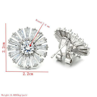 1 Pair Sweet Shiny Flower Plating Inlay Copper Zircon White Gold Plated Ear Cuffs Ear Studs