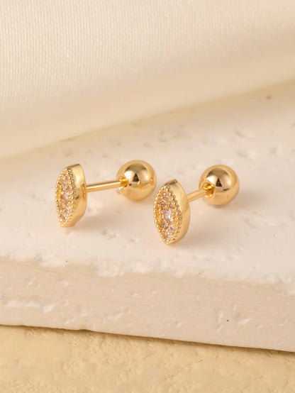 1 Pair Sweet Shiny Star Flower Bow Knot Plating Diamond Copper Zircon Gold Plated Ear Studs