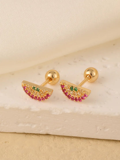 1 Pair Sweet Shiny Star Flower Bow Knot Plating Diamond Copper Zircon Gold Plated Ear Studs