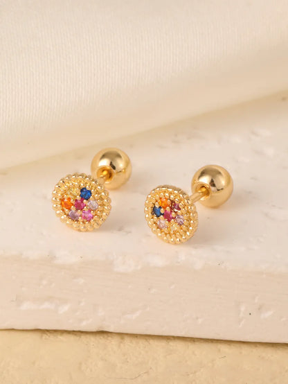 1 Pair Sweet Shiny Star Flower Bow Knot Plating Diamond Copper Zircon Gold Plated Ear Studs