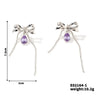 1 Pair Sweet Shiny Water Droplets Bow Knot Three-Dimensional Chain Inlay Copper Zircon Rhodium Plated Drop Earrings