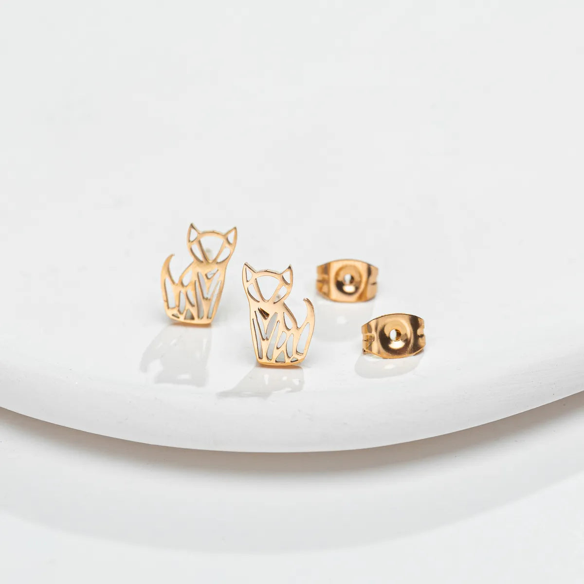 1 Pair Sweet Simple Style Animal Polishing 304 Stainless Steel 18K Gold Plated Ear Studs