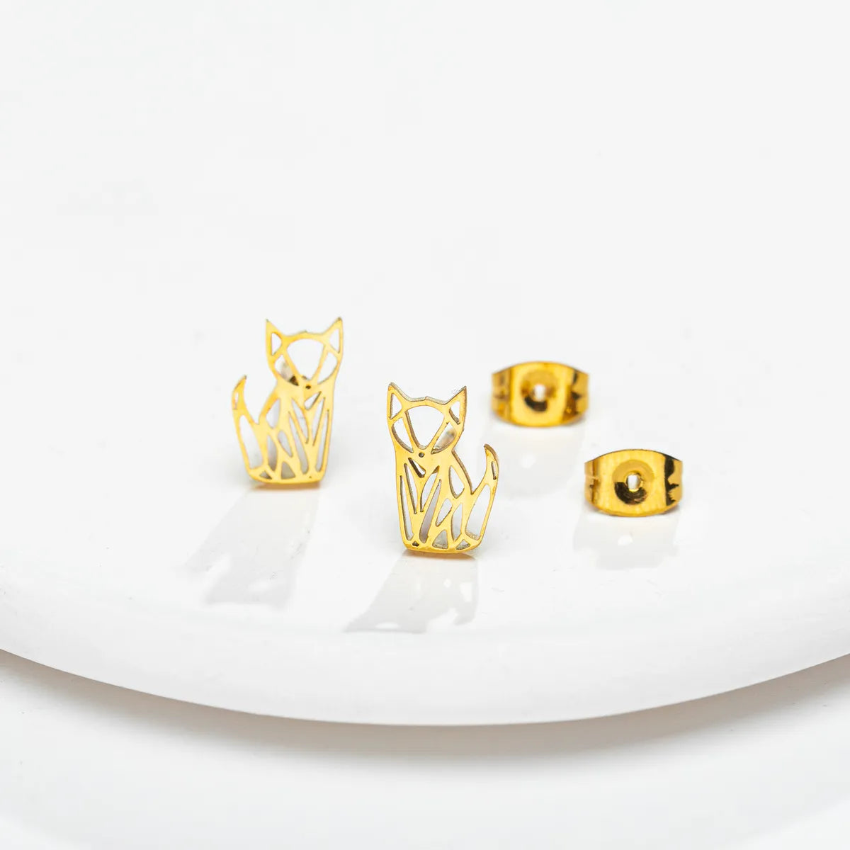 1 Pair Sweet Simple Style Animal Polishing 304 Stainless Steel 18K Gold Plated Ear Studs