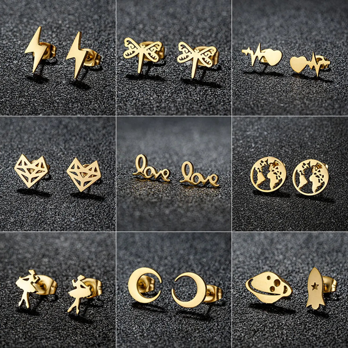 1 Pair Sweet Simple Style Artistic Animal Irregular Polishing Plating 304 Stainless Steel 18K Gold Plated Ear Studs