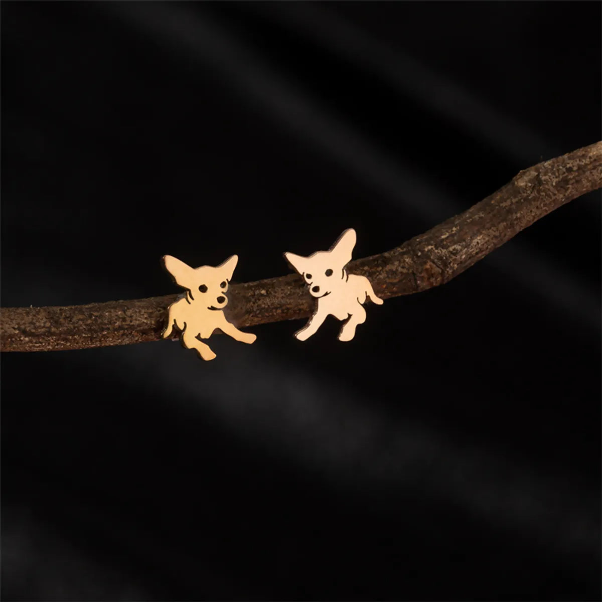 1 Pair Sweet Simple Style Artistic Dog Polishing 304 Stainless Steel 18K Gold Plated Ear Studs