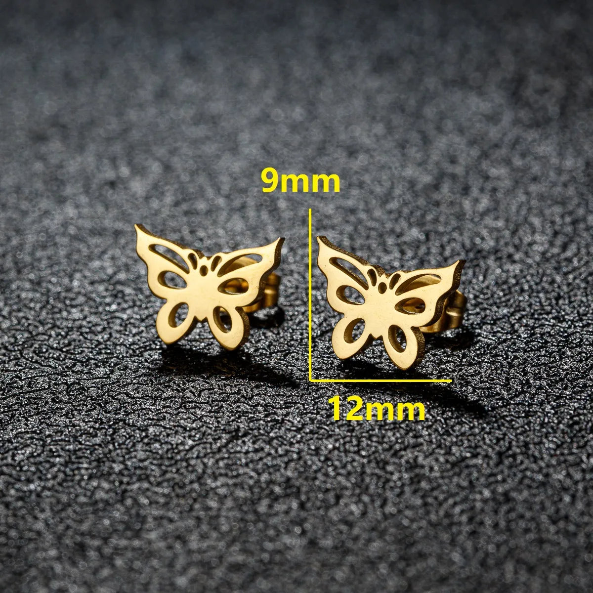 1 Pair Sweet Simple Style Artistic Heart Shape Butterfly Polishing 304 Stainless Steel 18K Gold Plated Ear Studs