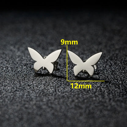 1 Pair Sweet Simple Style Artistic Heart Shape Butterfly Polishing 304 Stainless Steel 18K Gold Plated Ear Studs