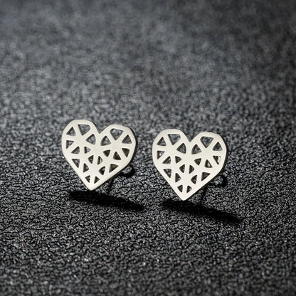 1 Pair Sweet Simple Style Artistic Heart Shape Butterfly Polishing 304 Stainless Steel 18K Gold Plated Ear Studs