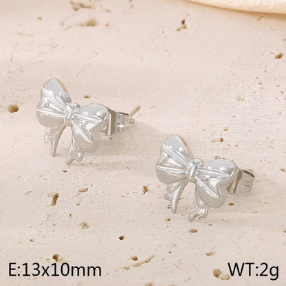 1 Pair Sweet Simple Style Bow Knot 304 Stainless Steel 18K Gold Plated Ear Studs