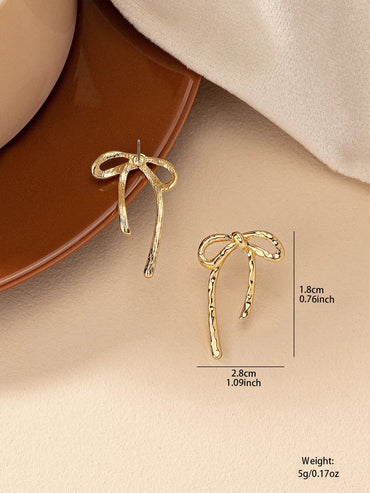 1 Pair Sweet Simple Style Bow Knot Alloy Ear Studs