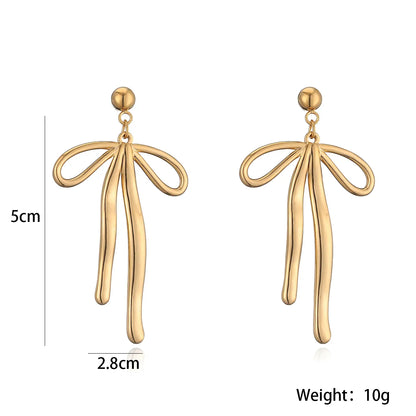 1 Pair Sweet Simple Style Bow Knot Plating 304 Stainless Steel 18K Gold Plated Ear Studs