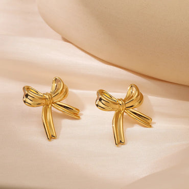 1 Pair Sweet Simple Style Bow Knot Plating 304 Stainless Steel 18K Gold Plated Ear Studs