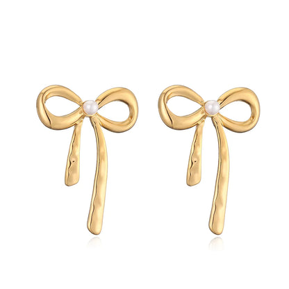 1 Pair Sweet Simple Style Bow Knot Plating 304 Stainless Steel 18K Gold Plated Ear Studs