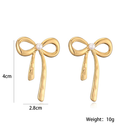 1 Pair Sweet Simple Style Bow Knot Plating 304 Stainless Steel 18K Gold Plated Ear Studs