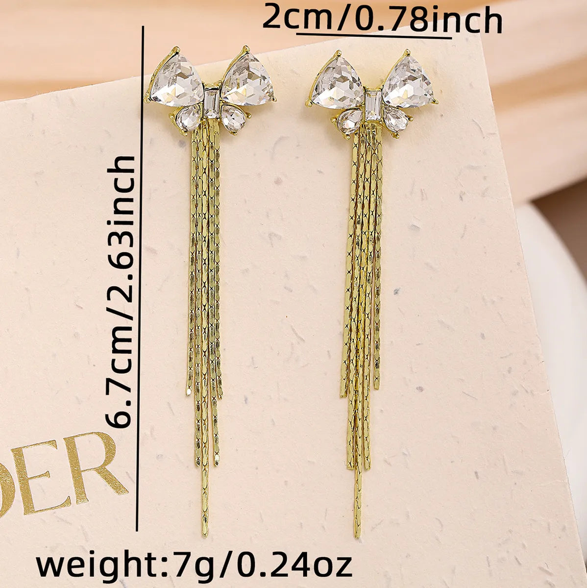 1 Pair Sweet Simple Style Bow Knot Tassel Inlay Zinc Alloy Rhinestones Drop Earrings