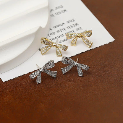 1 Pair Sweet Simple Style Butterfly Plating Inlay Copper Zircon 18K Gold Plated Ear Studs