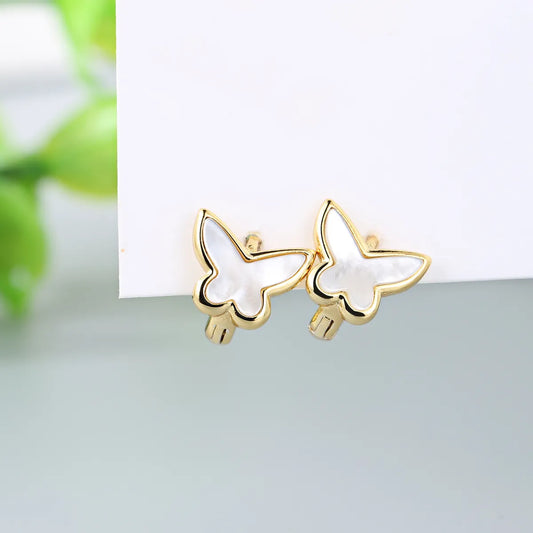 1 Pair Sweet Simple Style Butterfly Plating Sterling Silver Hoop Earrings