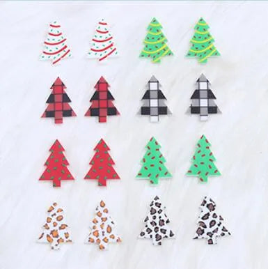 1 Pair Sweet Simple Style Christmas Tree Arylic Wood Ear Studs